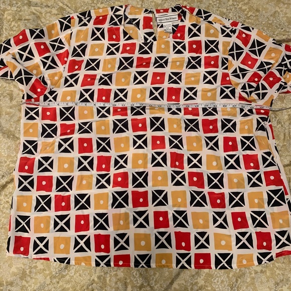 ❤️💛Plus Size Vintage Checkerboard Blouse❤️💛 - Picture 2 of 4